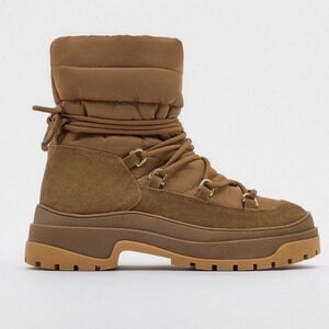 Zara  viral  boots 2023 leather & nylon chunky sole, designer like size 37